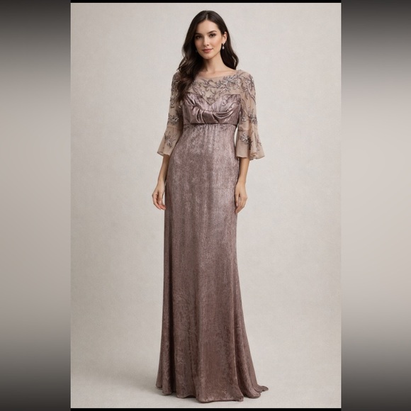Aidan Mattox Dresses & Skirts - Embellished Taupe Velvet Evening Gown